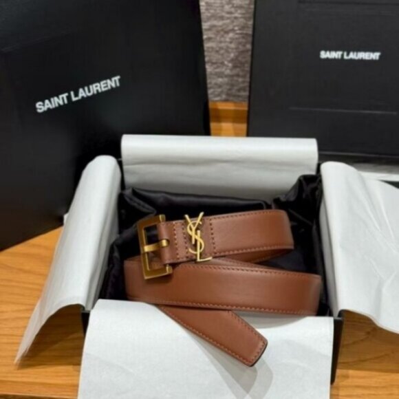 Signature Saint Laurent Brown Waist Belt - Picture 2 of 9